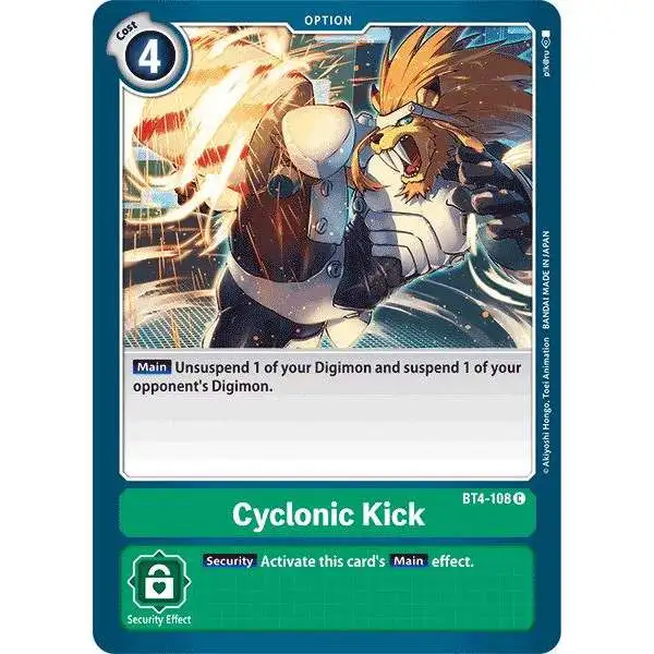 Digimon Trading Card Game Great Legend Common Cyclonic Kick BT4-108