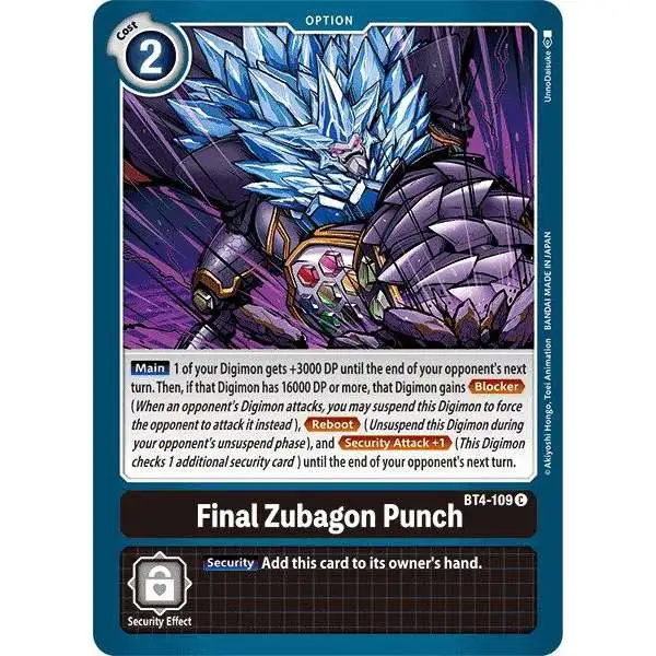 Digimon Trading Card Game Great Legend Common FInal Zubagon Punch BT4-109