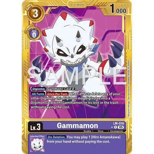 Trading Card Game Advanced Booster Digimon Generation Rare Gammamon LM-016 [Gold Border]