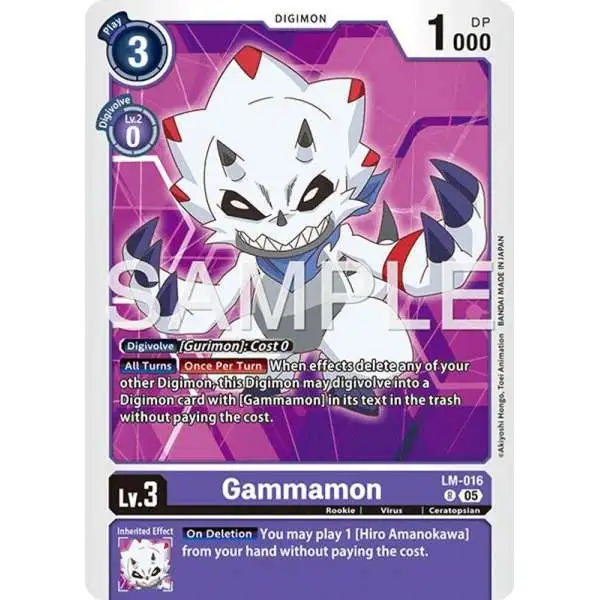 Trading Card Game Advanced Booster Digimon Generation Rare Gammamon LM-016 [Reprint]