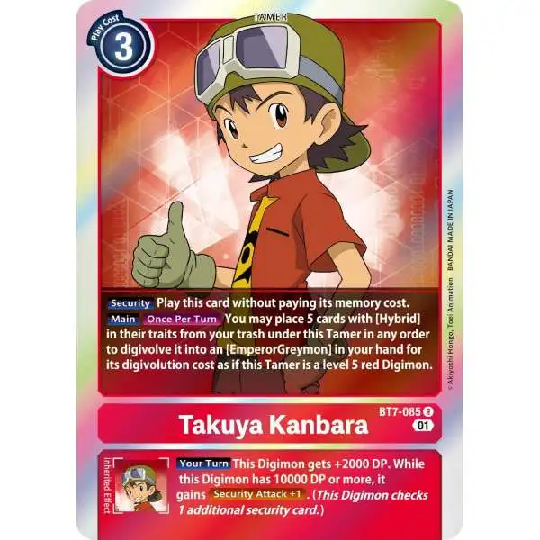 Digimon Trading Card Game Next Adventure Rare Takuya Kanbara BT7-085