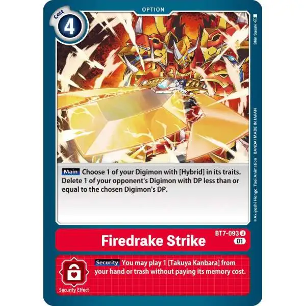 Digimon Trading Card Game Next Adventure Uncommon Firedrake Strike BT7-093