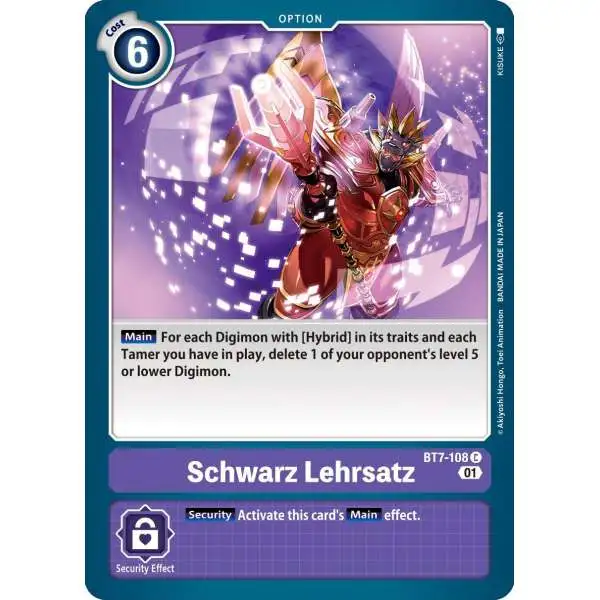 Digimon Trading Card Game Next Adventure Common Schwarz Lehrsatz BT7-108