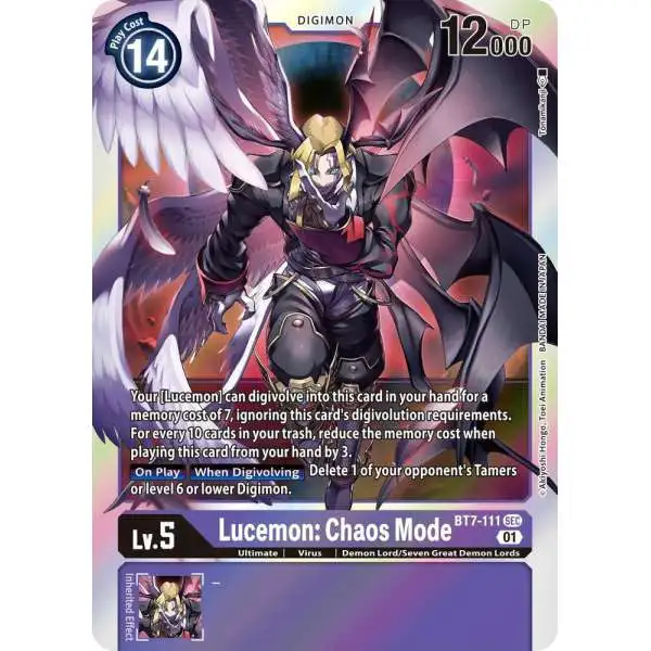 Digimon Trading Card Game Next Adventure Secret Rare Lucemon: Chaos Mode BT7-111 [[Lightly Played]]