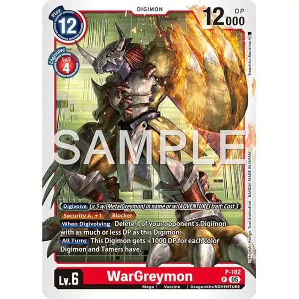 Trading Card Game Advanced Booster Digimon Generation Promo WarGreymon P-182 [Reprint]