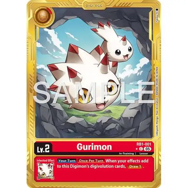 Trading Card Game Advanced Booster Digimon Generation Common Gurimon RB1-001 [Gold Border]