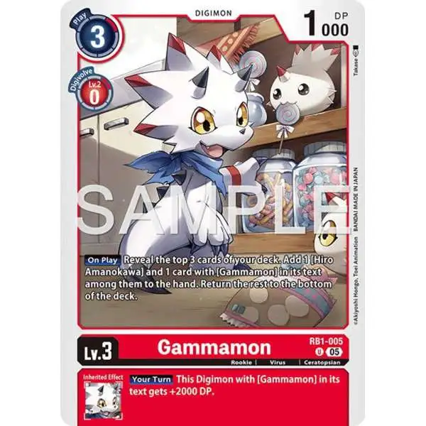 Trading Card Game Advanced Booster Digimon Generation Uncommon Gammamon RB1-005 [Reprint]