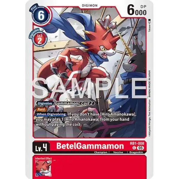 Trading Card Game Advanced Booster Digimon Generation Common BetelGammamon RB1-008 [Reprint]