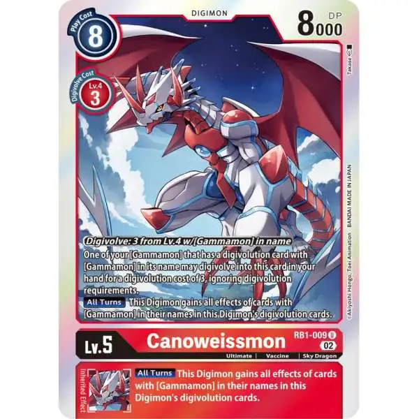 Digimon Trading Card Game Resurgence Booster Uncommon Canoweissmon RB1-009