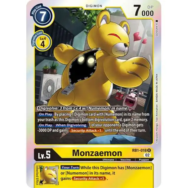 Digimon Trading Card Game Resurgence Booster Rare Monzaemon RB1-018
