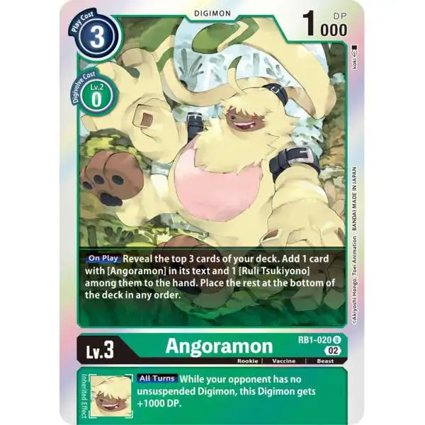Digimon Trading Card Game Resurgence Booster Uncommon Angoramon RB1-020