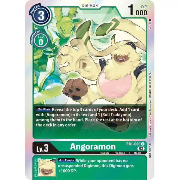Digimon Trading Card Game Resurgence Booster Uncommon Angoramon RB1-020 [Promo Pack]