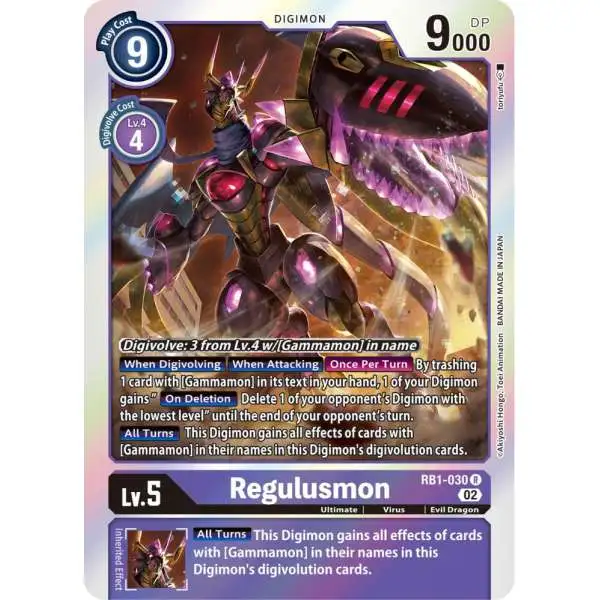 Digimon Trading Card Game Resurgence Booster Rare Regulusmon RB1-030