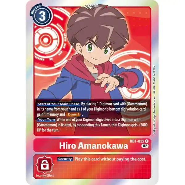 Digimon Trading Card Game Resurgence Booster Rare Hiro Amanokawa RB1-032