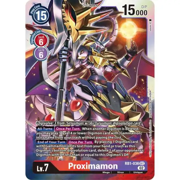 Digimon Trading Card Game Resurgence Booster Secret Rare Proximamon RB1-036
