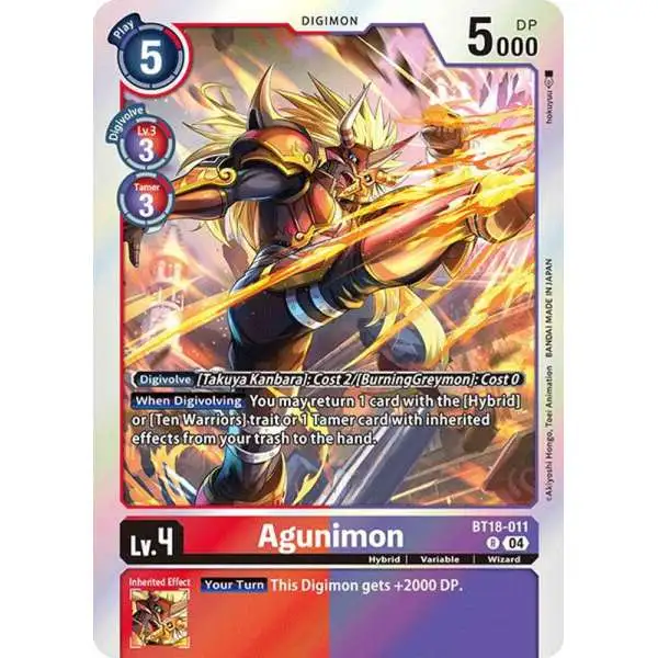 Digimon Trading Card Game Release Special Booster 2.0 Rare Agunimon BT18-011