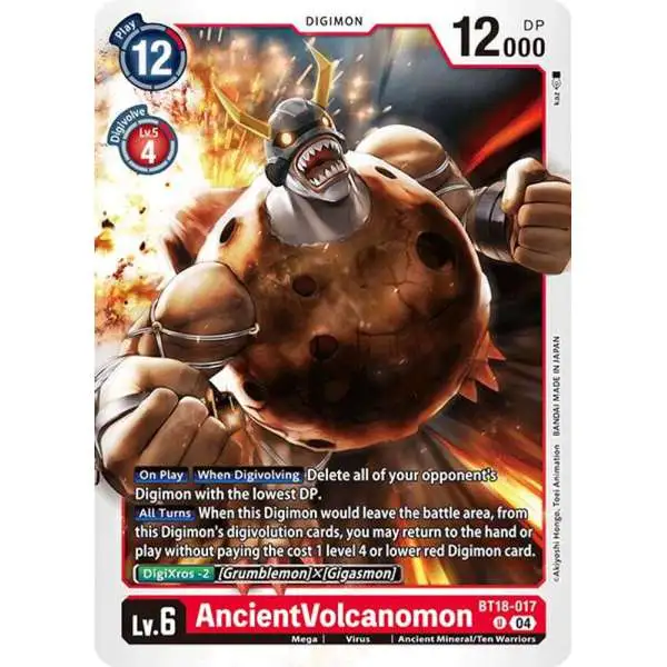 Digimon Trading Card Game Release Special Booster 2.0 Uncommon AncientVolcanomon BT18-017