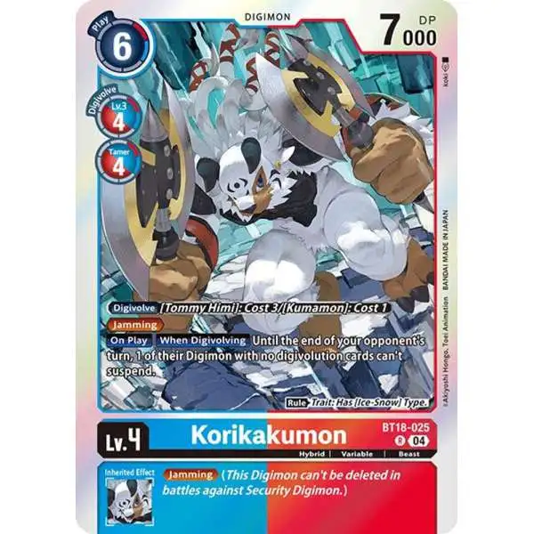 Digimon Trading Card Game Release Special Booster 2.0 Rare Korikakumon BT18-025