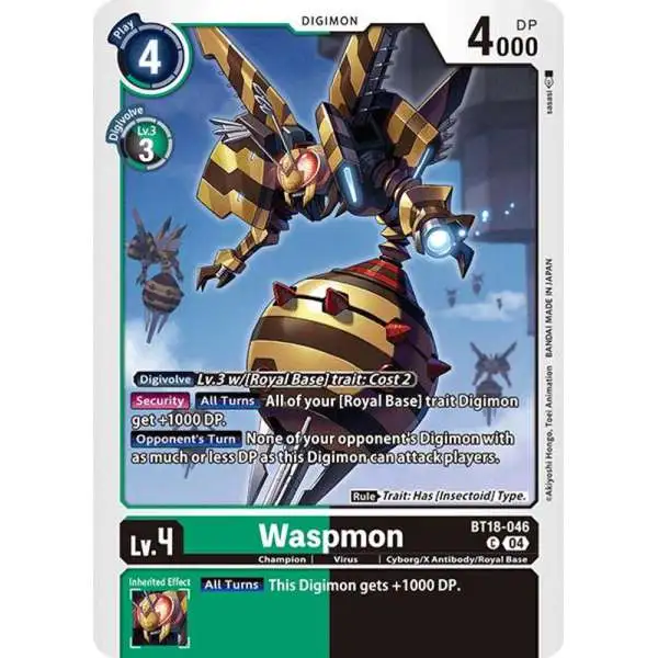 Digimon Trading Card Game Release Special Booster 2.0 Common Waspmon BT18-046