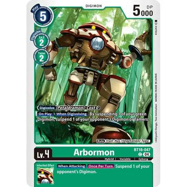 Digimon Trading Card Game Release Special Booster 2.0 Common Arbormon BT18-047
