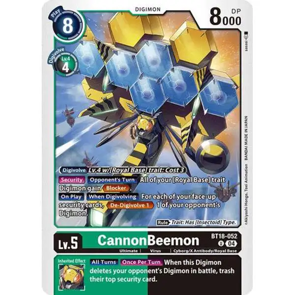 Digimon Trading Card Game Release Special Booster 2.0 Uncommon CannonBeemon BT18-052