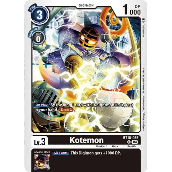Digimon Trading Card Game Release Special Booster 2.0 Common Kotemon BT18-058