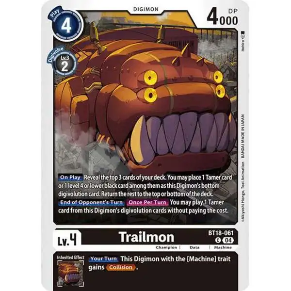 Digimon Trading Card Game Release Special Booster 2.0 Common Trailmon BT18-061