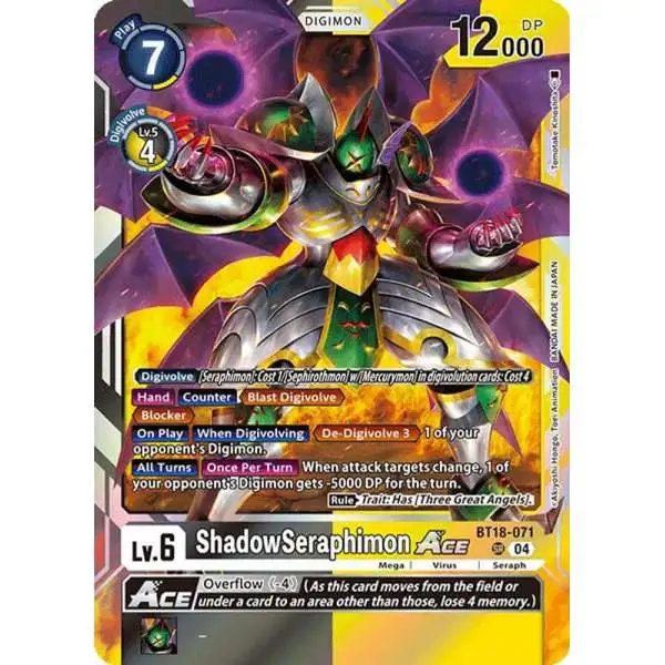 Digimon Trading Card Game Release Special Booster 2.0 Super Rare ShadowSeraphimon ACE BT18-071
