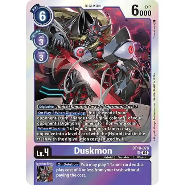 Digimon Trading Card Game Release Special Booster 2.0 Super Rare Duskmon BT18-078