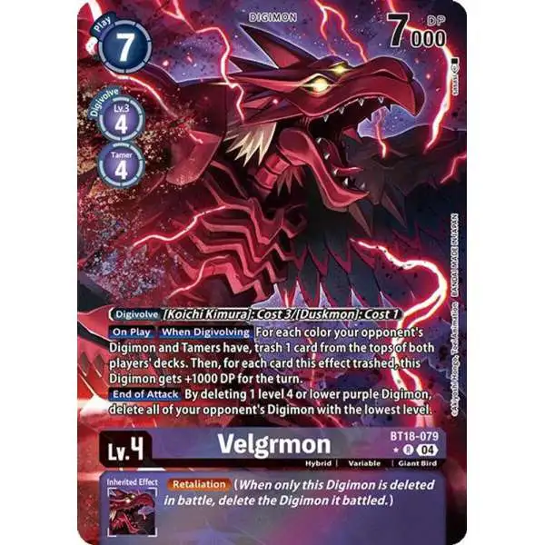 Digimon Trading Card Game Release Special Booster 2.0 Rare Velgrmon BT18-079 [Alternate Art]
