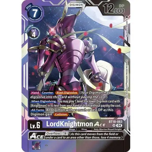 Digimon Trading Card Game Release Special Booster 2.0 Super Rare LordKnightmon ACE BT18-083