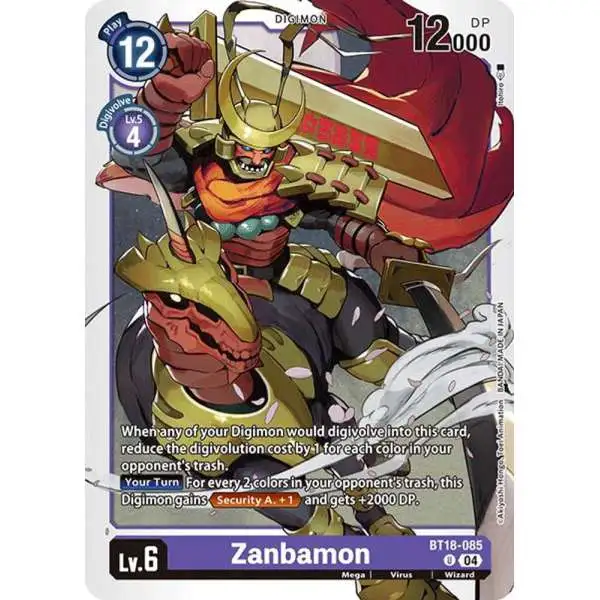 Digimon Trading Card Game Release Special Booster 2.0 Uncommon Zanbamon BT18-085