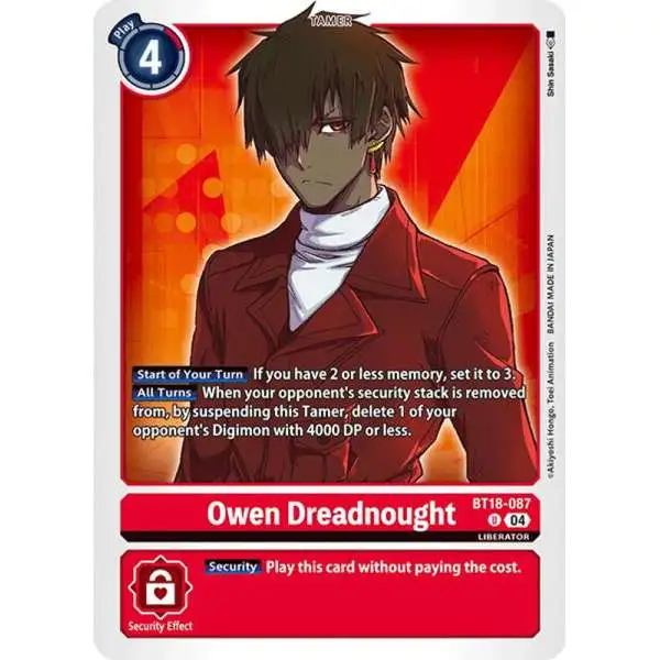Digimon Trading Card Game Release Special Booster 2.0 Uncommon Owen Dreadnought BT18-087