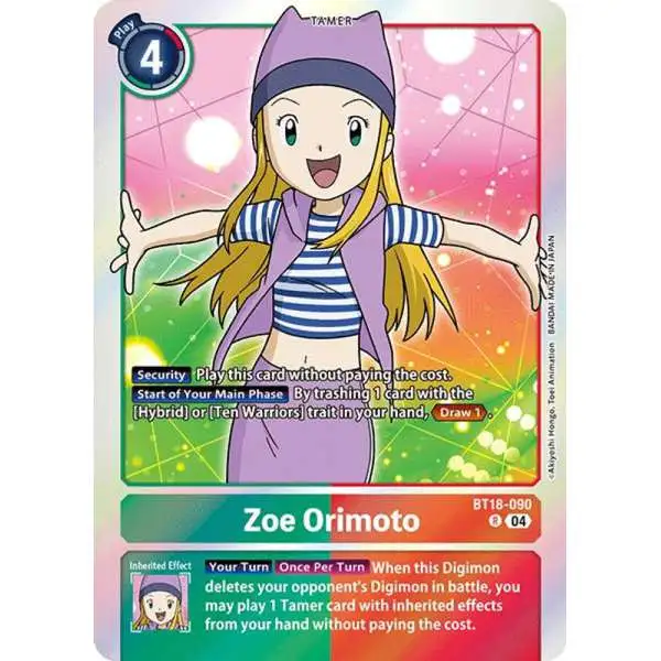 Digimon Trading Card Game Release Special Booster 2.0 Rare Zoe Orimoto BT18-090