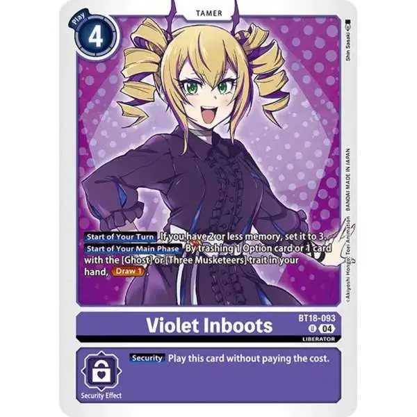 Digimon Trading Card Game Release Special Booster 2.0 Uncommon Violet Inboots BT18-093