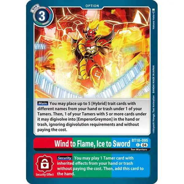 Digimon Trading Card Game Release Special Booster 2.0 Common Wind to Flame, Ice to Sword BT18-095