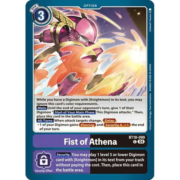Digimon Trading Card Game Release Special Booster 2.0 Common Fist of Athena BT18-099