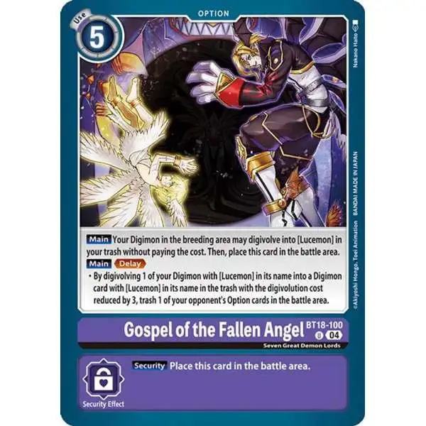 Digimon Trading Card Game Release Special Booster 2.0 Uncommon Gospel of the Fallen Angel BT18-100