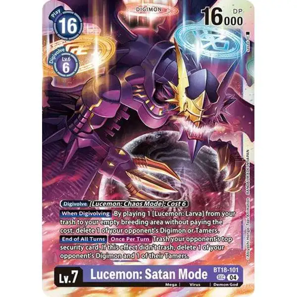 Digimon Trading Card Game Release Special Booster 2.0 Secret Rare Lucemon: Satan Mode BT18-101