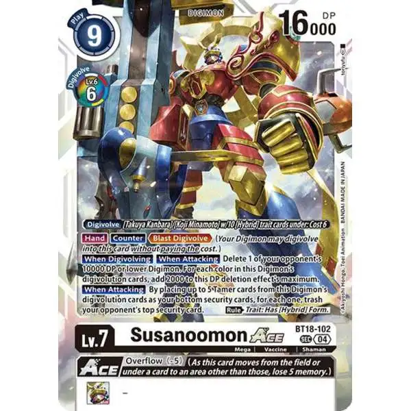 Digimon Trading Card Game Release Special Booster 2.0 Secret Rare Susanoomon ACE BT18-102