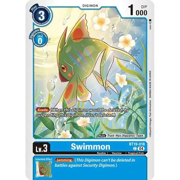 Digimon Trading Card Game Release Special Booster 2.0 Common Swimmon BT19-018