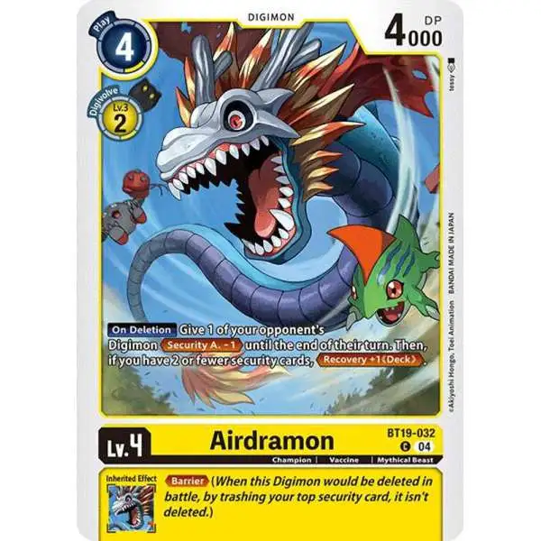 Digimon Trading Card Game Release Special Booster 2.0 Common Airdramon BT19-032