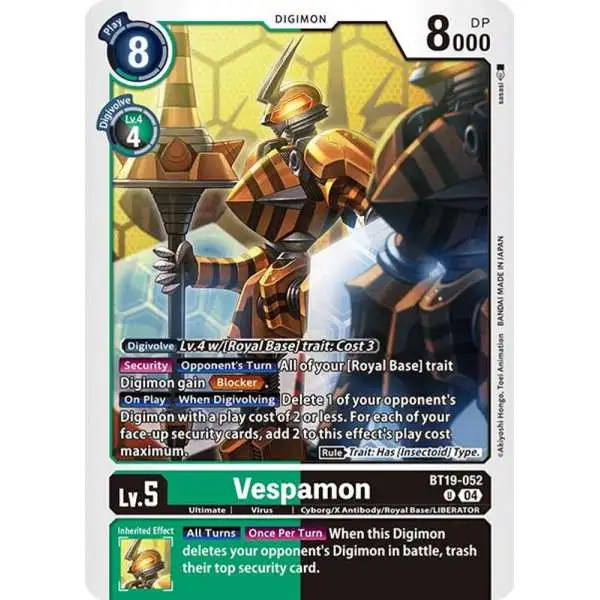 Digimon Trading Card Game Release Special Booster 2.0 Uncommon Vespamon BT19-052