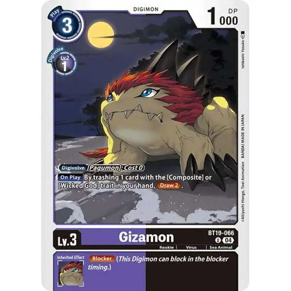 Digimon Trading Card Game Release Special Booster 2.0 Uncommon Gizamon BT19-066