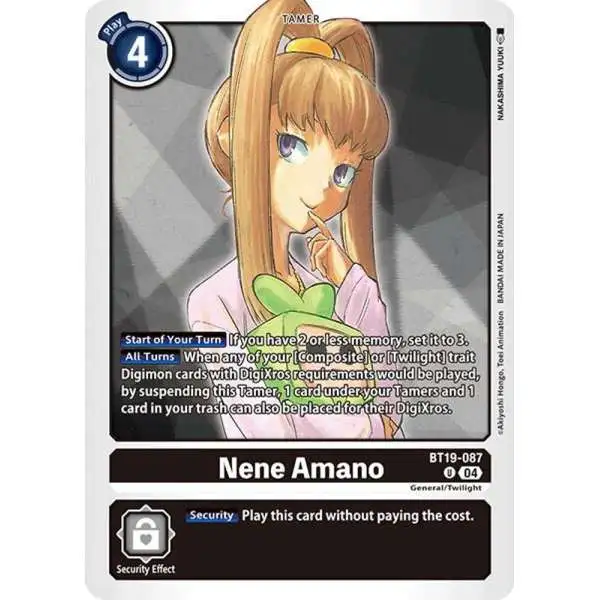 Digimon Trading Card Game Release Special Booster 2.0 Uncommon Nene Amano BT19-087