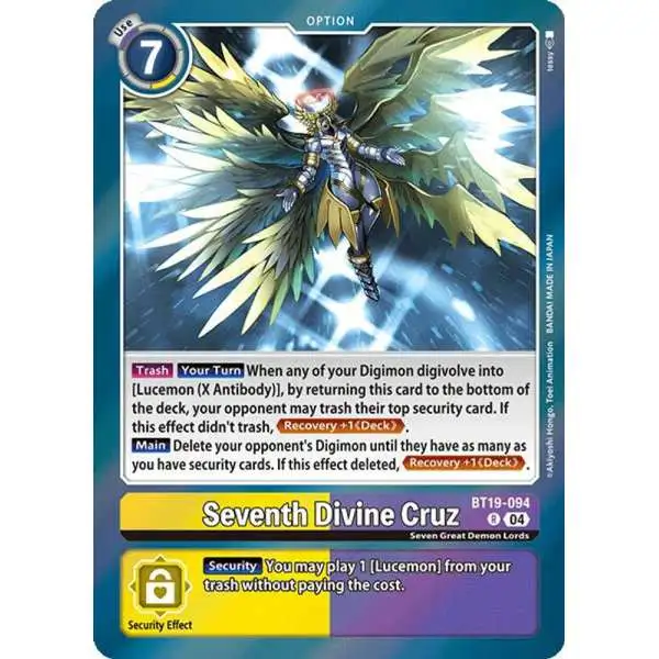 Digimon Trading Card Game Release Special Booster 2.0 Rare Seventh Divine Cruz BT19-094
