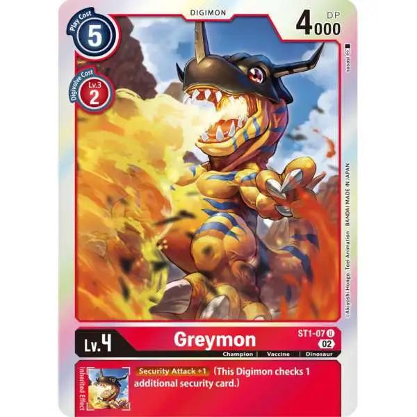 Digimon Trading Card Game Resurgence Booster Uncommon Greymon ST1-07 [Reprint]