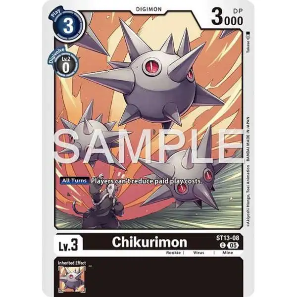 Trading Card Game Advanced Booster Digimon Generation Common Chikurimon ST13-08 [Reprint]