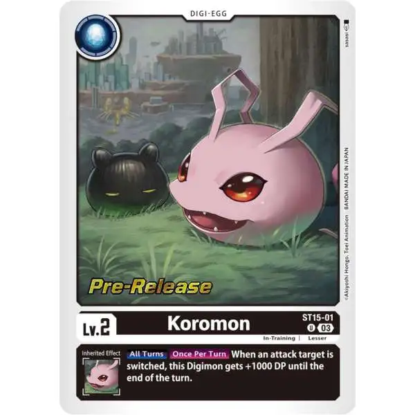Digimon Trading Card Game Starter Deck 15: Dragon of Courage Pre-Release Cards Uncommon Koromon ST15-01