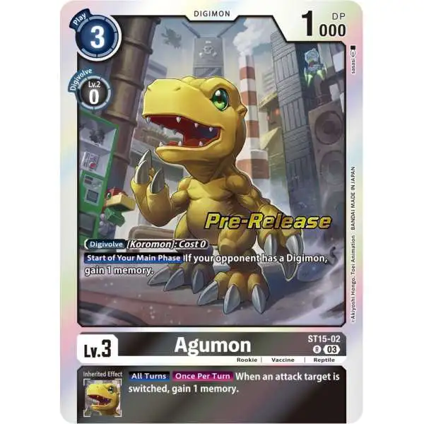 Digimon Trading Card Game Starter Deck 15: Dragon of Courage Pre-Release Cards Rare Agumon ST15-02